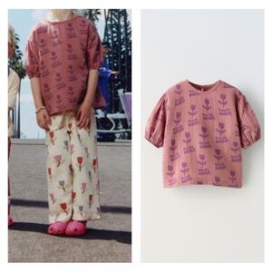 NWT Zara organic cotton tulip muslin blouse